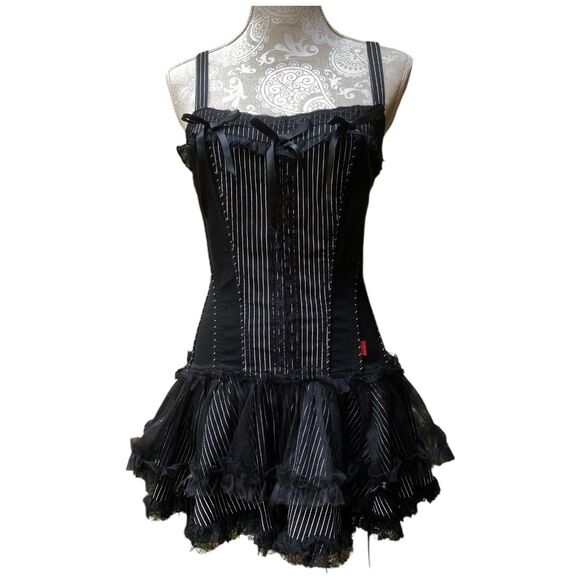 LORENA PINSTRIPE CORSET DRESS